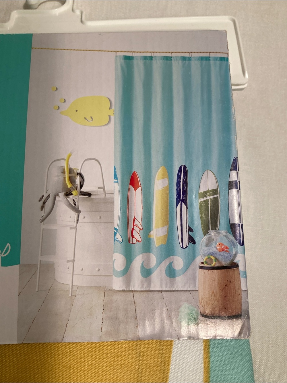 Pillowfort Turquoise Surfboard Shower Curtain new in package